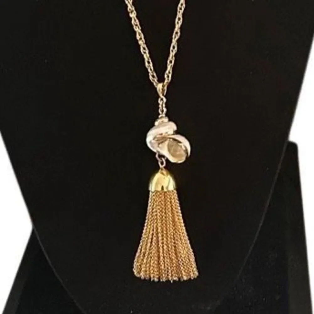 Vintage Seashell Tassel Long Necklace Women's 30